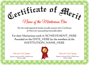 Certificate Of Merit